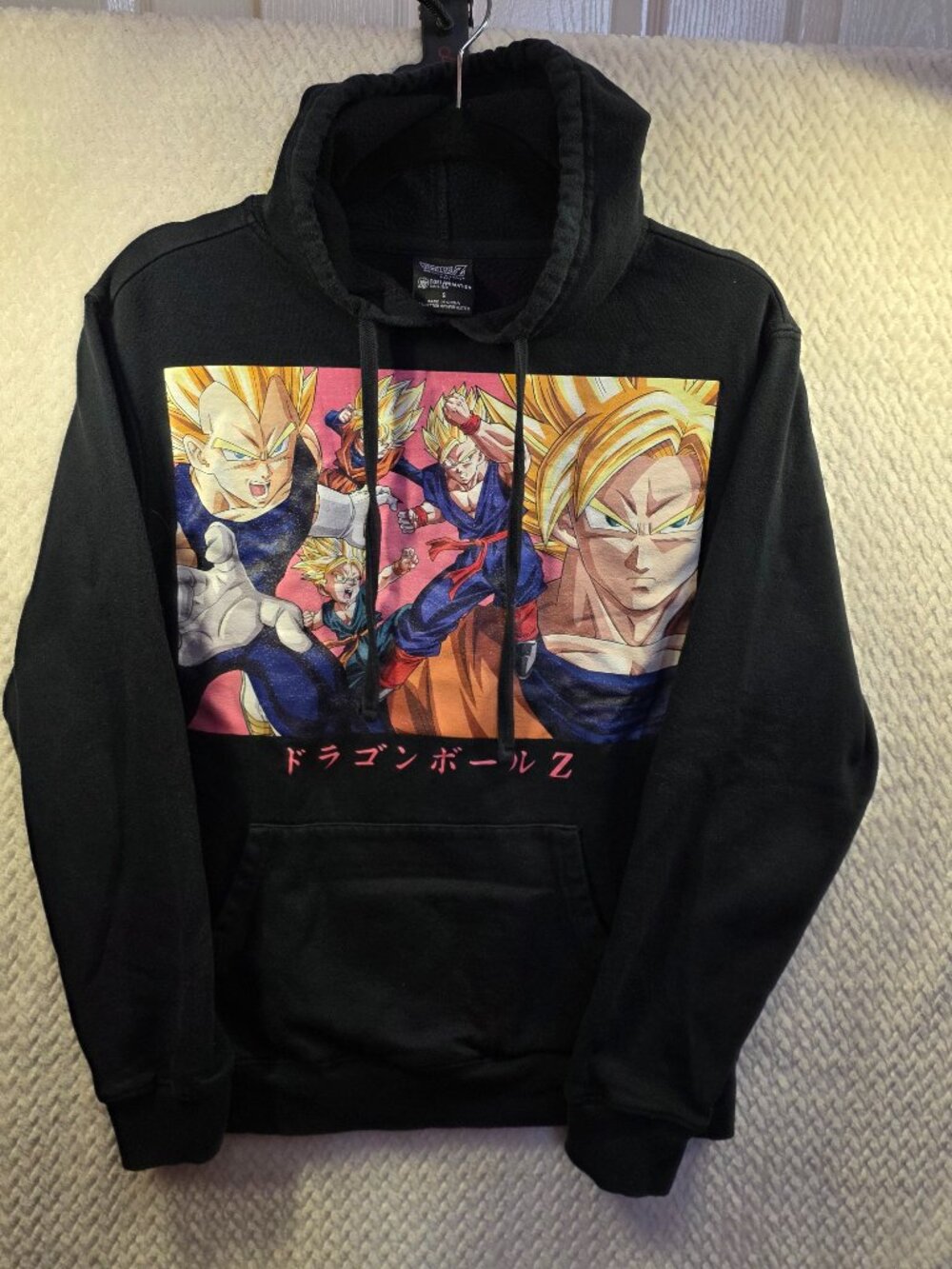 Dragonball Z Japanese Black Pullover Hoodie SZ S Graphic design Front & Back